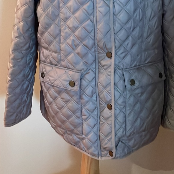 EUC~Woman’s Large Lucky Brand Tan 2 Pocket/Zippered/Snap Front Puffer Coat - Picture 5 of 10